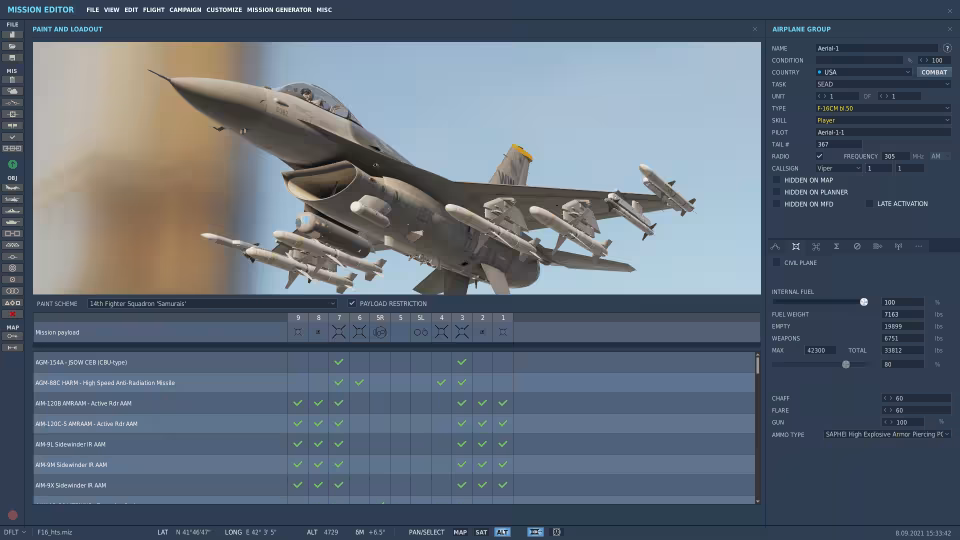 Omezen&iacute; nesen&yacute;ch zbran&iacute; a munice v DCS World