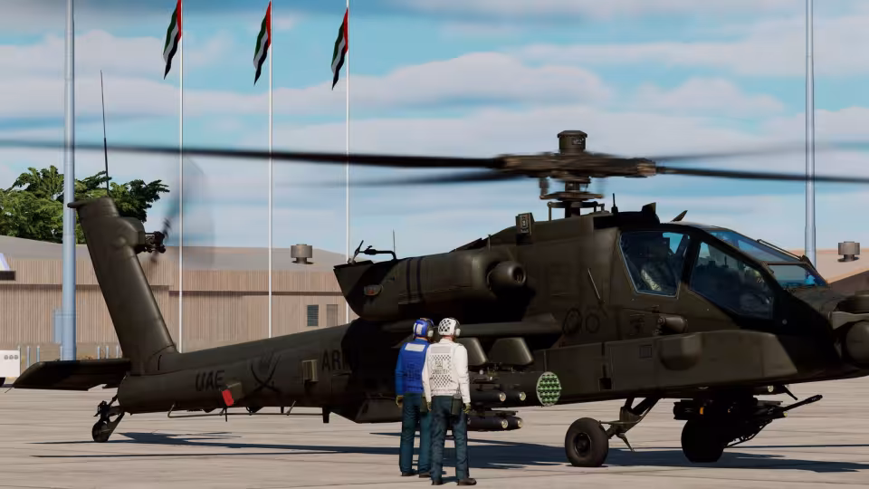 F-15E Strike Eagle brzy v DCS World a radarem nav&eacute;děn&eacute; Hellfire proDCS: AH-64D